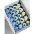20pcs Ombre Blue Chocolate Strawberries Gift Box (Custom Wording)